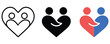 © LiponFX - People hugging heart icon set for love family and community support concepts