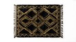 © Yasin Ahmed - Geometric patterned woven rug with fringe detail in natural light isolated on white background