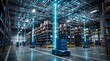 © WisChi - Autonomous robots operating in a modern warehouse with digital data streams visualized