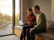 © Loli - Analysts Engaged in Discussion on Window Bench