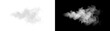 © Crafter - Billowing vapor smoke cloud stretching horizontally with soft feathery edges through darkness for atmospheric overlay designs in PNG, Transparent and Black Background Versions for creative visual use