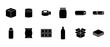 © Bishal - Shipping and logistics black silhouette icons set with shipping logistics delivery transport warehousing container distribution