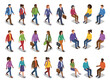 © Tom - Isometric diverse people vector set with men and women walking and sitting