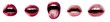 © SilentSmog - Set of human female lips with various expressions and red lipstick against white background lipstick expression cosmetics isolated features speaking shouting close-up attractive glamorous