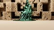 © Jisun You - Premium commercial backdrop capturing natural sea sponge blocks with a current of high gloss liquid emerald green chrome and clean lower horizontal copy space