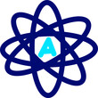 © Akmalmm  - Minimal atom icon with AI letter in the center. Modern artificial intelligence symbol representing science, innovation, technology and machine learning.