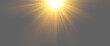 © pavel - Top centered golden sun flare with bright descending light rays for summer advertising designs, natural photo overlays and horizon backgrounds