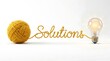 © Muhammad - Creative Solutions Concept: Yarn Ball Leading to Light Bulb with 'Solutions' Text