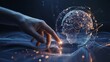 © Morium  - Digital hand touching futuristic glowing brain network illustration concept