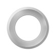 © TANZILA - Minimalist metallic ring with reflective surface against white background.
