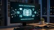 © Nimra - E-learning portal and online education concept with computer monitor displaying learning platform interface surrounded by books in study environment