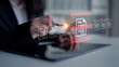 © InfiniteFlow - A business professional reviews critical documents on a tablet, highlighting a warning alert to emphasize the importance of secure data management in a modern workspace. Gantry