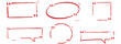 © aura studio - Hand drawn quote box collection with quotation marks, marker brush frames, speech dialog shapes, chat message banners, square text panels and bold caption templates. Vector illustration