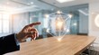 © MA2 Studio - Businessman hand pressing a virtual button on a futuristic digital touchscreen interface with a global network map concept