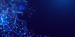 © Nahin - Abstract blue digital network and molecular structure background with glowing particles.