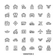 © Gudang - Minimalist Black and White Line Icons Set Featuring Various Electric Vehicles Transportation and Utility Equipment Variation 2
