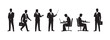 © Vectors-Stock - Collection of business professionals in suits. Poses include standing, walking, talking on phone, using laptop and presenting. Office and work.