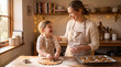© Rendara Studio - Mother and daughter baking Christmas cookies together in a cozy home kitchen