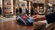 © Photo gd - Contactless payment with credit card at a modern boutique retail store checkout counter