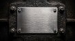 © Vectorin - Blank Brushed Steel Metal Nameplate on Dark Iron Background Mockup