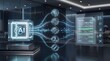 © abusuhail - Secure AI compliance verification platform approving legal documents and regulatory frameworks in a dark corporate boardroom