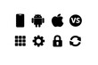© Iryna - Android vs iOS Icons. Android vs iOS Comparison. Filled icon set of Android vs iOS Comparison: smartphone,