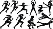 © Jafrin - Set of black silhouettes of a woman performing various fitness exercises and sports training activities