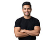 © Napapon - Handsome Indian man smiling confidently in black t shirt with arms crossed