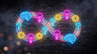 © Nusrat - Neon infinity symbol neon sign bright glowing light bulbs gears brain icons bricks wall dark background concept innovation idea creation learning knowledge thinking cycle.