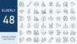 © Sifat - Elderly icon set. Editable line icons. Vector illustration.