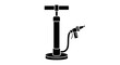 © Monolconic - Vector illustration of black silhouette icon of a manual air pump with a nozzle on a transparent background