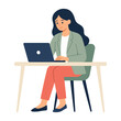 © MS Graphics - Young woman working on laptop vector illustration