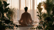 © DadGenX_Pic - Meditating man in serene indoor garden setting