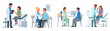 © Haicall - Doctors examining and consulting patients in hospital clinic office medical checkup concept illustrations