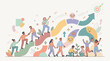 © Rambo - Diverse group of people climbing steps.