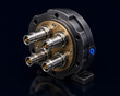 © 眞 松本 - Cryogenic Coaxial Feedthrough Bulkhead 3D Illustration for Quantum Computing Measurement Hardware