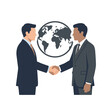 © Hesti - Business handshake in front of world globe illustration - Global partnership and international business agreement concept