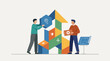 © shehtaz - Business people collaborating on innovation and development, building a growth structure