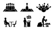 © Rifat - Bowling Alley Icons Set, Sports Recreation Pictograms, Leisure Activity Graphics, Game Entertainment Symbols, Black and White Vector Illustrations