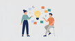 © Ayesha - Creative team brainstorming new business ideas with lightbulb illustration