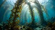 © Wnd - Underwater kelp forest ecosystem with sunlight beams filtering through ocean surface