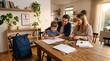 © Bohdan - Back to school family homework at kitchen table