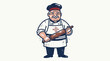© pratama - A friendly cartoon baker holding a wooden rolling pin in a kitchen