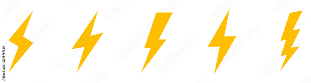 稲妻・雷・電気のエネルギーアイコン黄色 Stock Vector | Adobe Stock
