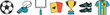 © RIFAT MIA - Collection of professional soccer equipment icons including ball and trophy