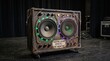 © Marin Studio - Vintage theatrical sound effects speaker prop with spooky lighting and cobwebs