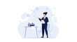 © Aveline - Businesswoman with Printer and Flying Papers: Modern Office Workflow and Document Management Concept