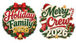 © TUMPA - Christmas holiday family and merry crew 2026 typography designs with wreath and stocking christmas typography stocking celebration decorations greeting merchandise traditional seasonal