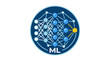 © Ani - An illustration shows a complex neural network ML model with interconnected nodes and lines on a blue circular background.