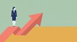 © MOZENO - Businesswoman standing on a rising arrow graph illustrating financial growth and success with businesswoman business corporate performance professional advancement improvement strategy